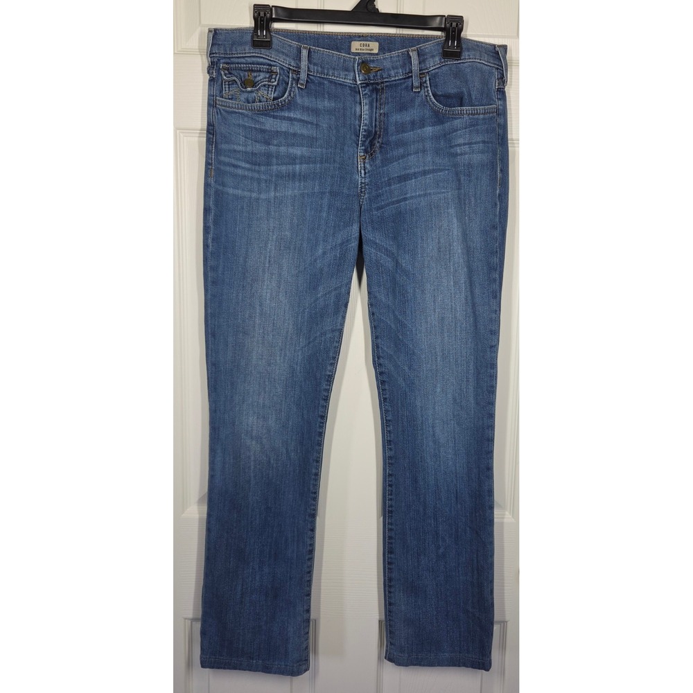 True Religion Cora Mid Rise Straight Leg Jeans Flap Pocket Size 32 Made in USA